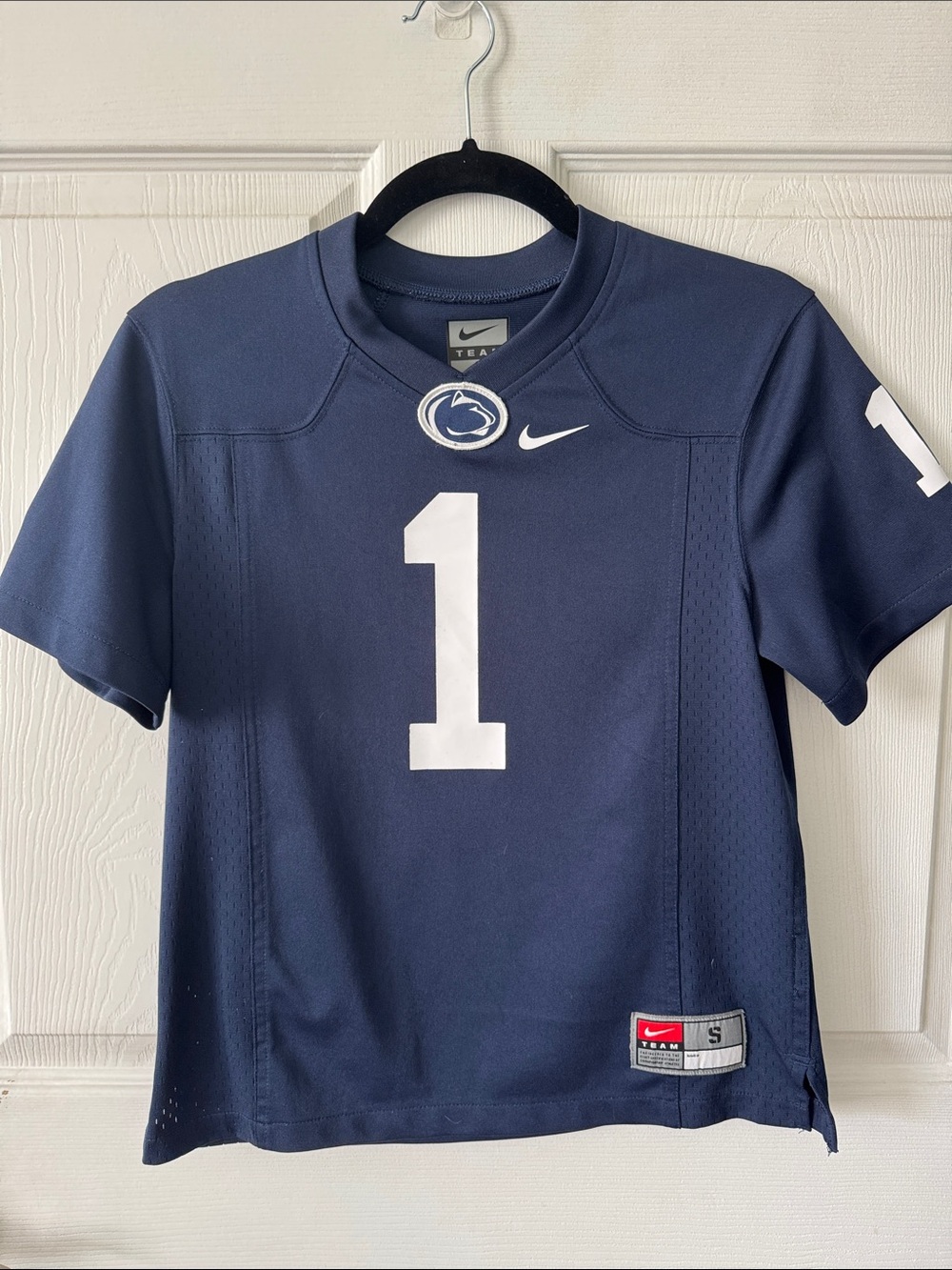 Nike Kids’s Penn State Navy and White Football Jersey #1